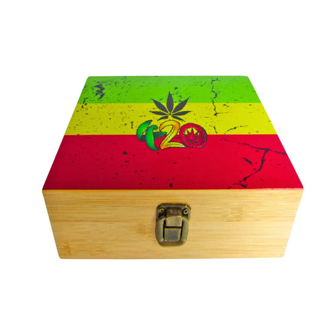 Wooden Storage Box With Coloured Lid