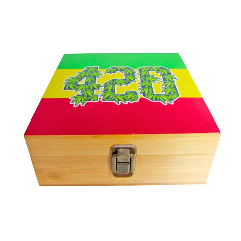 Wooden Storage Box With Coloured Lid