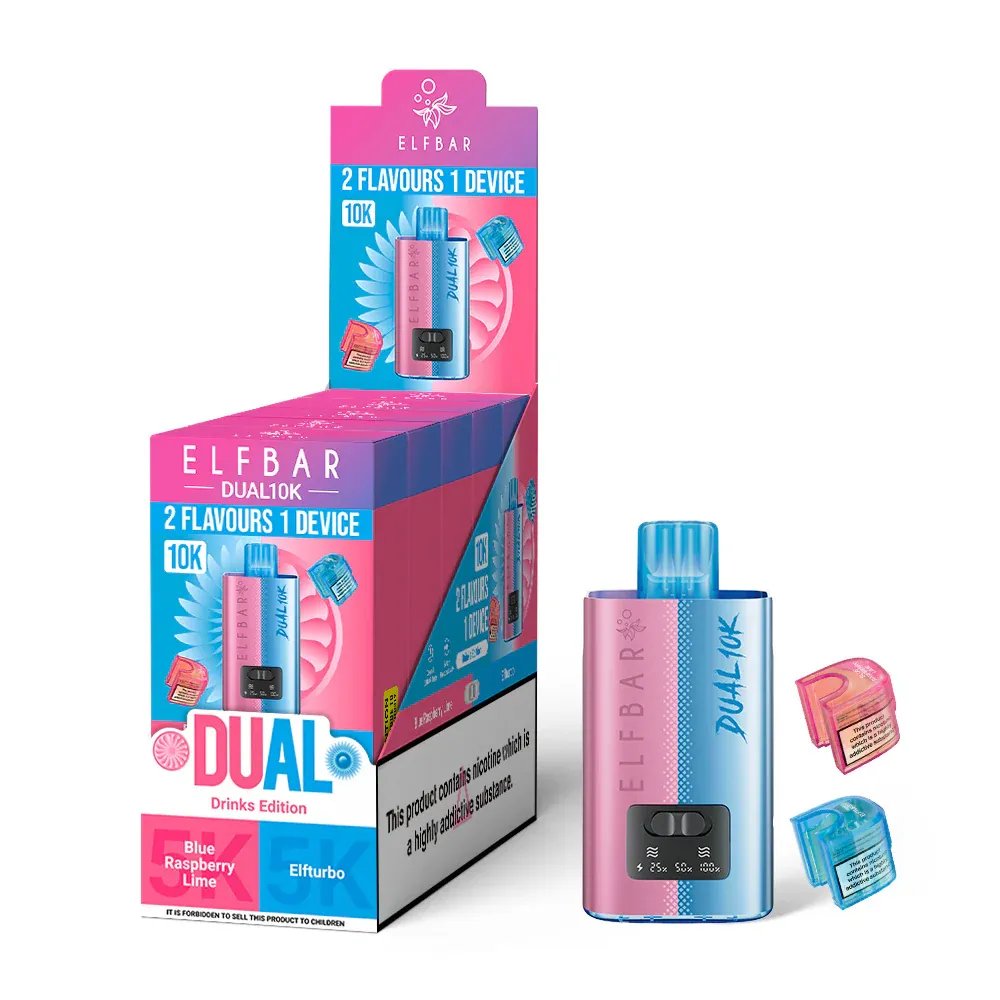 Box Of 5 - Elfbar Dual 10k - Prefilled Pod Kit Vape