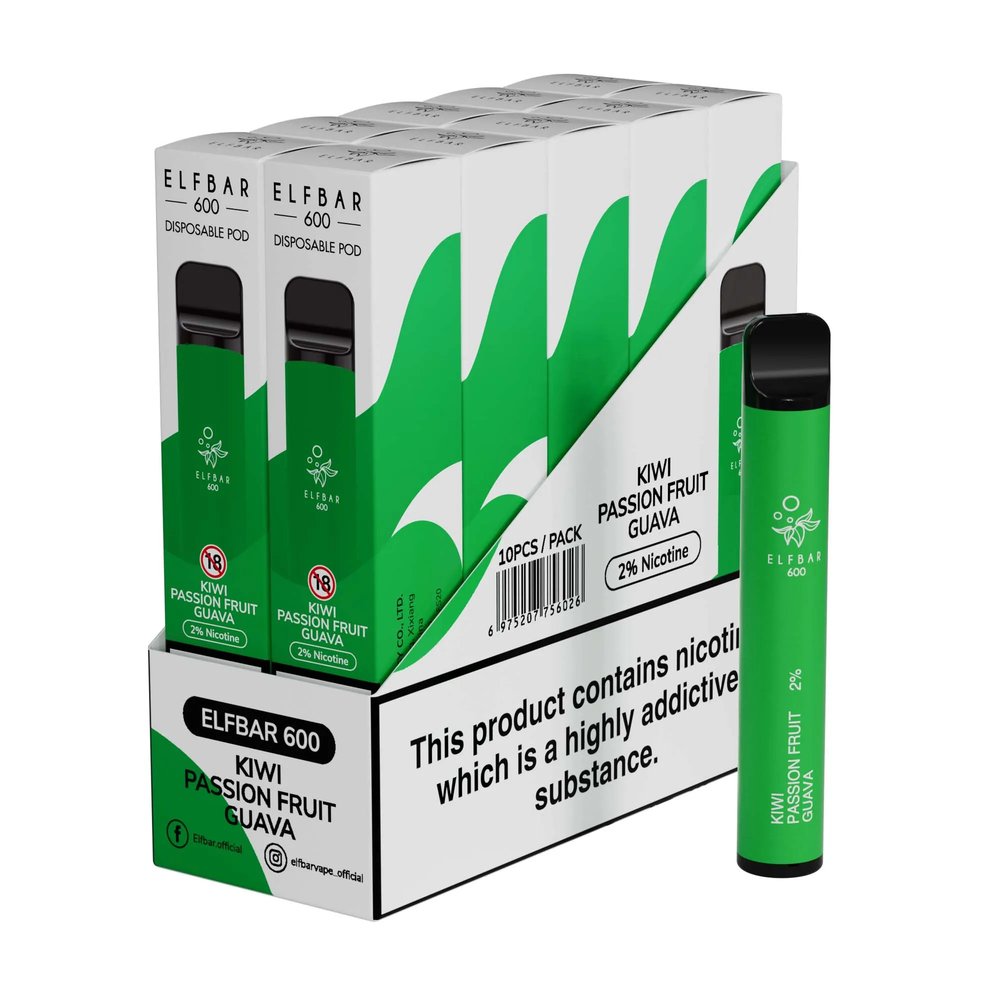 OOD - Box Of 10 - Elfbar Original Kiwi Passionfruit Guava - Disposable Vape